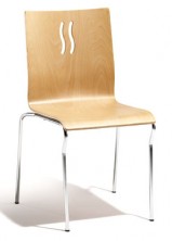 Epi 4 Point Square Chair. Ply Shell. Chrome 4 Legs. Clear Natural Beech
